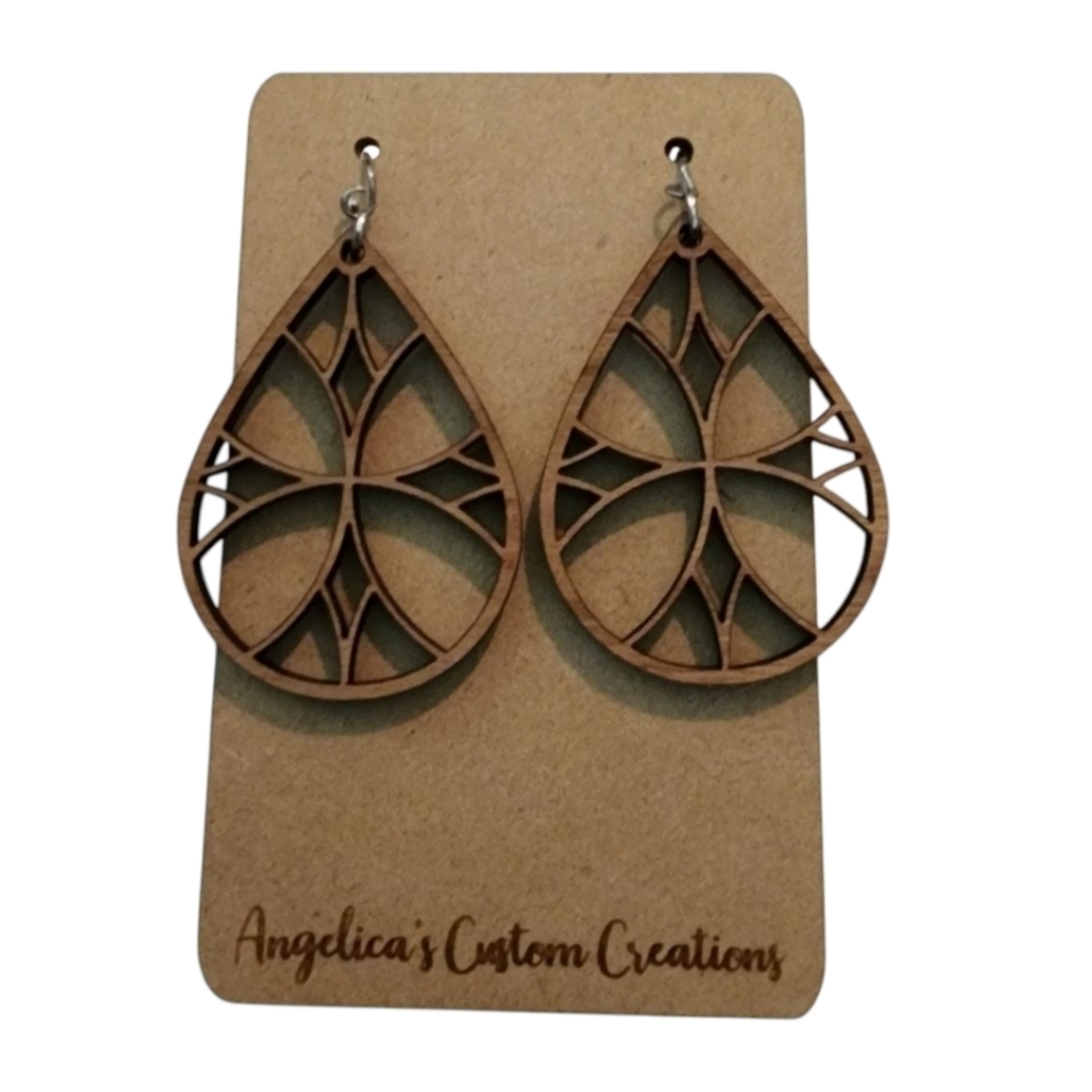 Stained Glass Wood Drop Earrings
